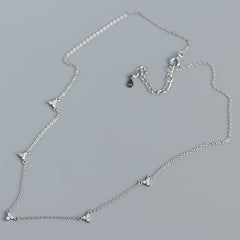 Simple CZ Three Leaf Clovers 925 Sterling Silver Necklace