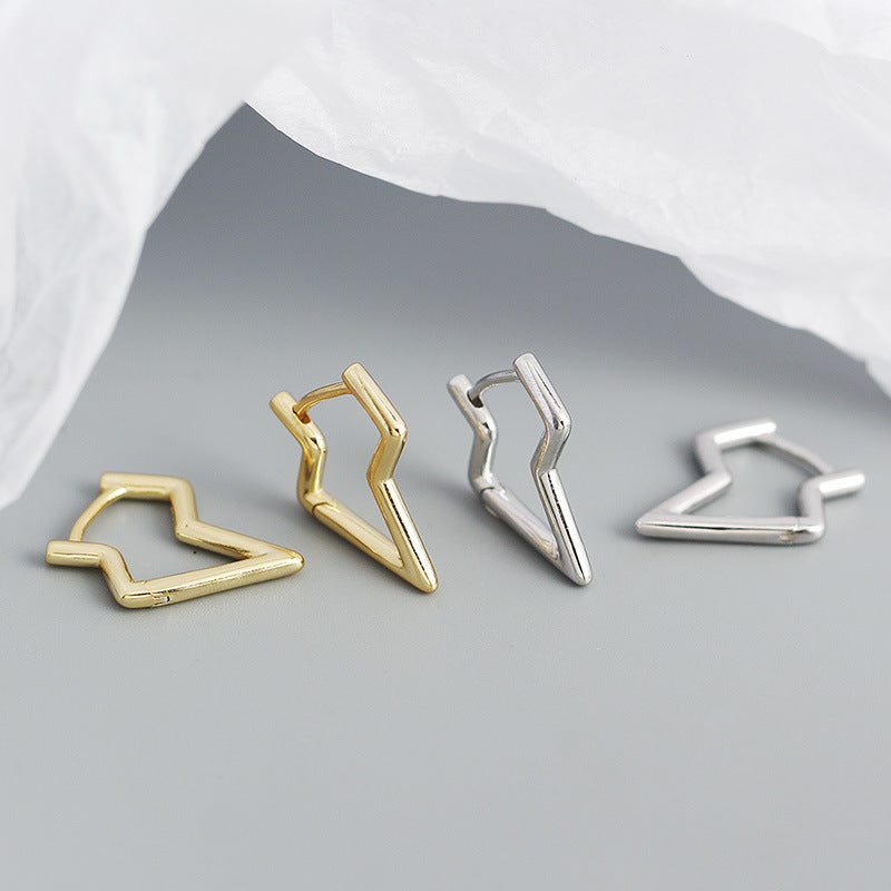 Fashion Hollow  Lighting 925 Sterling Silver Hoop Earrings