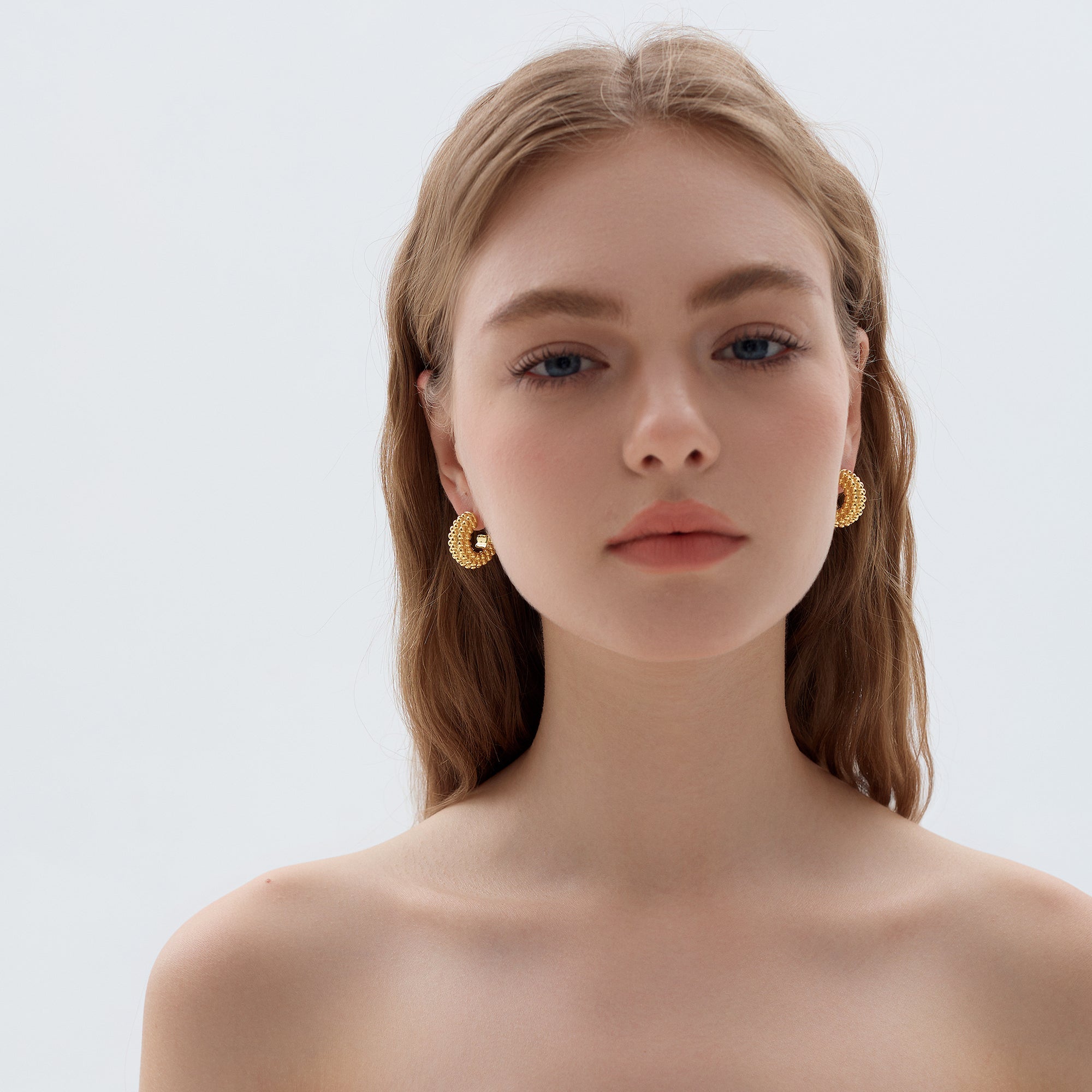 Electroforming Fashion Irrgular Strip Pattern Large Light Bold Look Exaggerated Jewelry 999 Sterling Silver Hoop  Earrings