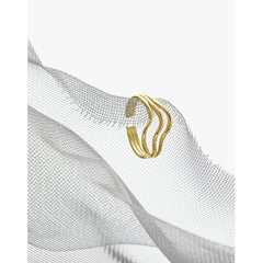 simple and versatile, wavy line texture S925 pure silver open ring for women