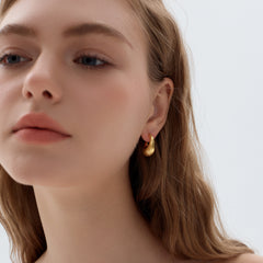Electroforming Fashion Irrgular Strip Pattern Large Light Bold Look Exaggerated Jewelry 999 Sterling Silver Hoop  Earrings