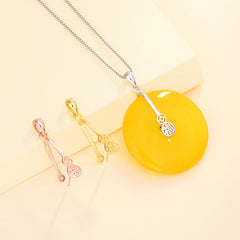 Fashion Chinese Fu Hollow 925 Sterling Silver DIY Bail