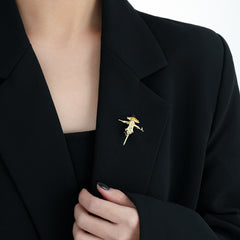 Fashion Cute Yellow Gold Scarecrow 925 Sterling Silver Brooches