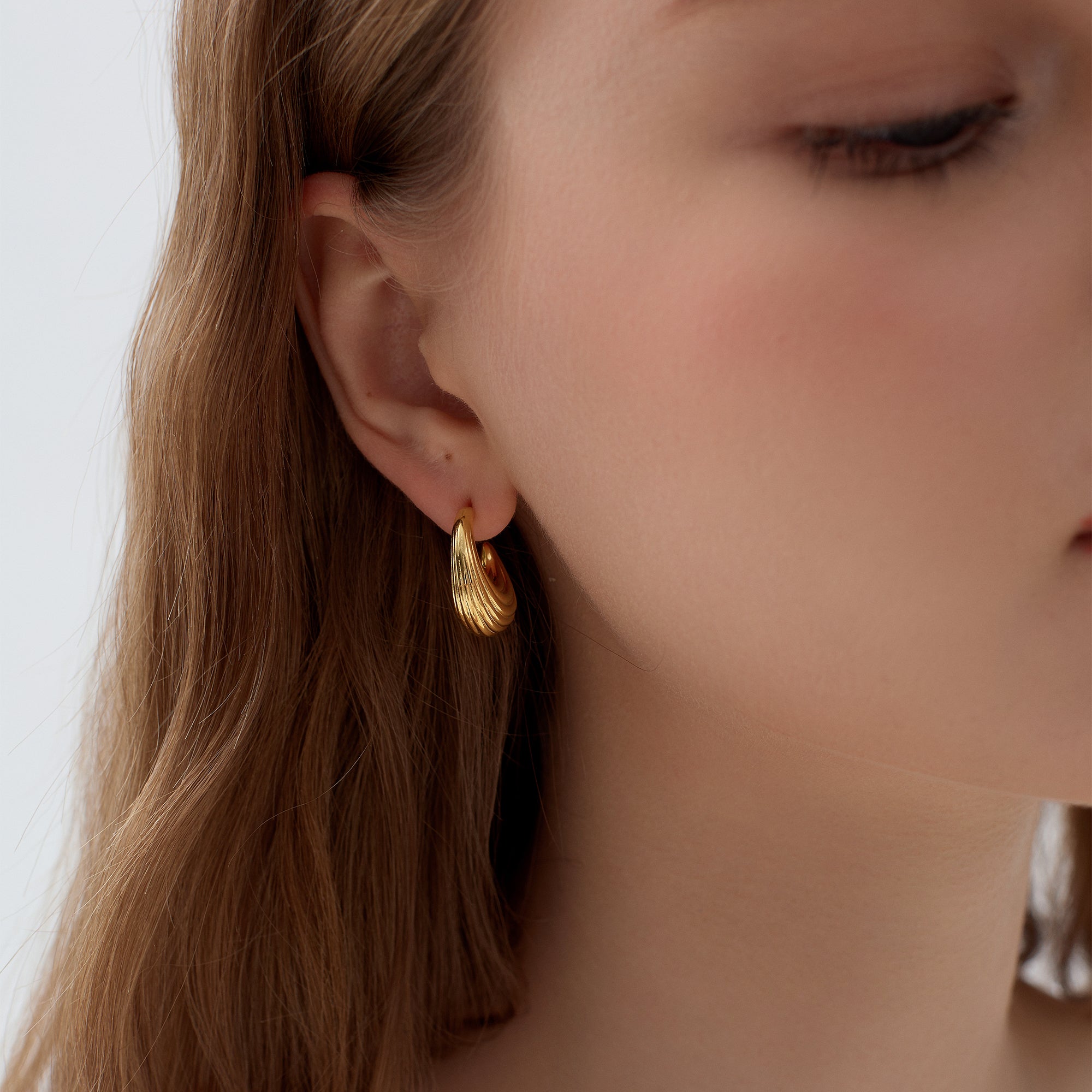 Electroforming Fashion Irrgular Strip Pattern Large Light Bold Look Exaggerated Jewelry 999 Sterling Silver Hoop  Earrings