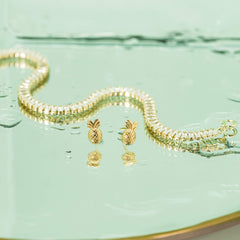 Cute Pineapple Fruit 925 Sterling Silver Stud Earrings