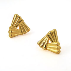 Fashion Jewelry Chunky Electroforming Big Geometry Hollow Triangle Shape 999 Sterling Silver Statement Stud Earrings
