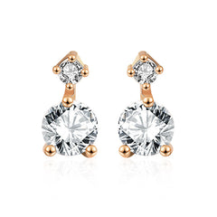Classic Round CZ New 925 Sterling Silver Stud Earrings