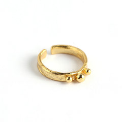 Office Three Mini Beads 925 Sterling Silver Adjustable Ring