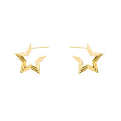 Girl Irregular Star 925 Sterling Silver Hoop Earrings