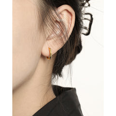 niche design minimalist and versatile geometric circle texture S925 pure silver earrings for women