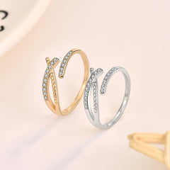 Fashion CZ Cross New 925 Sterling Silver Adjustable Ring