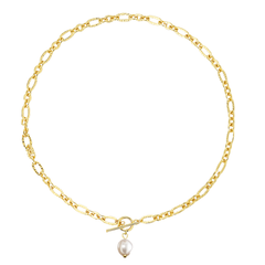 Simple Hollow Wave Oval Natural Pearl Chain 925 Sterling Silver Necklace