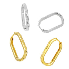 Fashion Irregular Painted U Shape 925 Sterling Silver Hoop Earrings