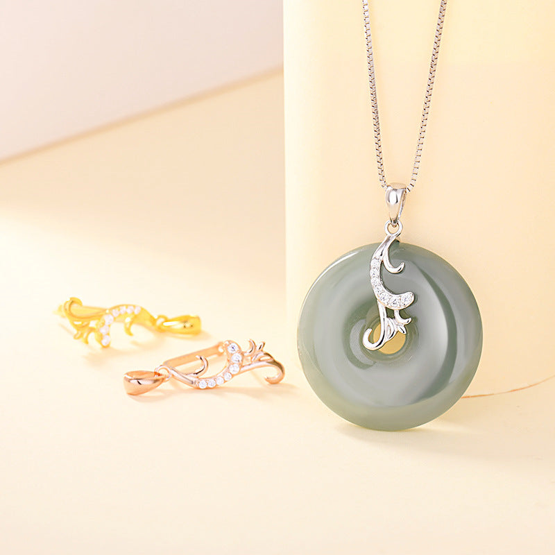 Fashion Chinese Fu Hollow 925 Sterling Silver DIY Bail